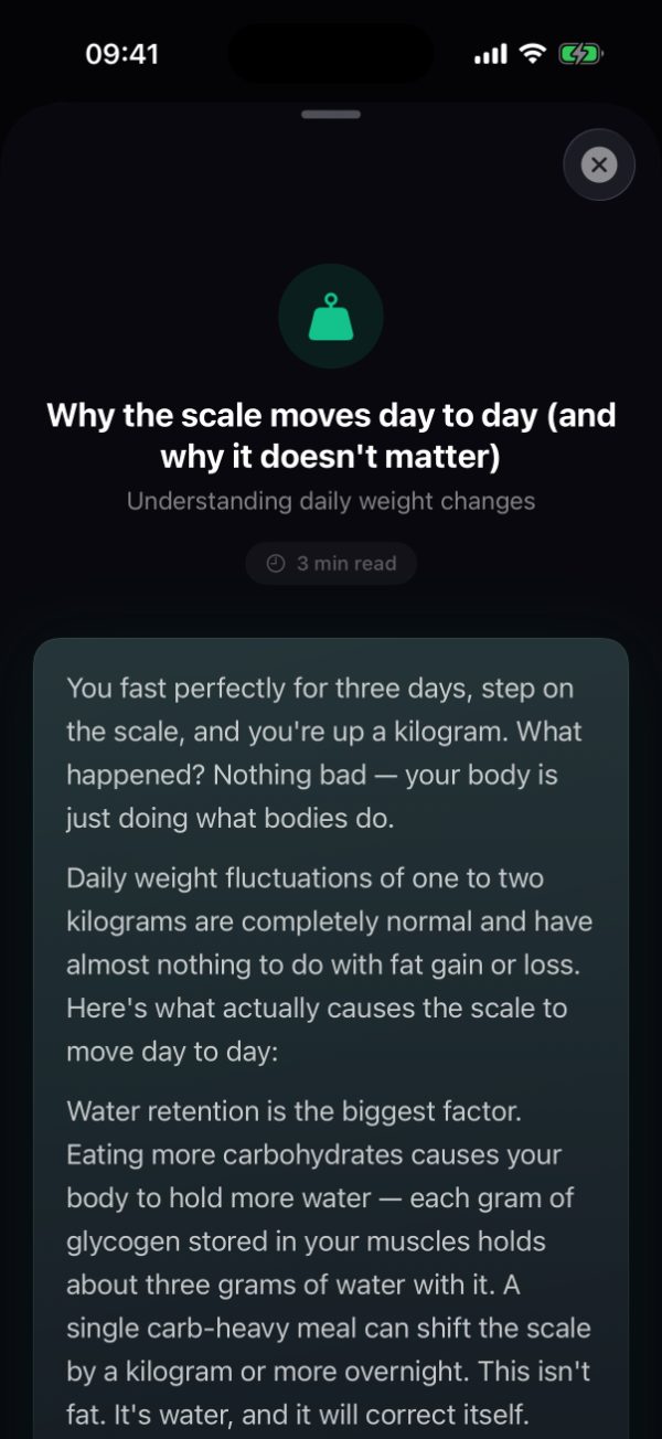 Burn's in-app article on why the scale moves day to day