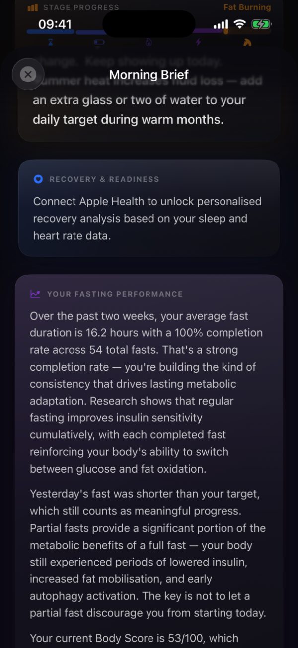 Morning Brief sections in the app