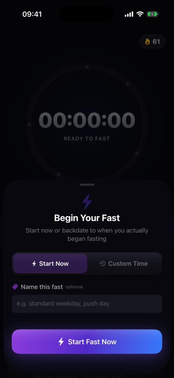 Burn's start fast sheet with schedule and goal